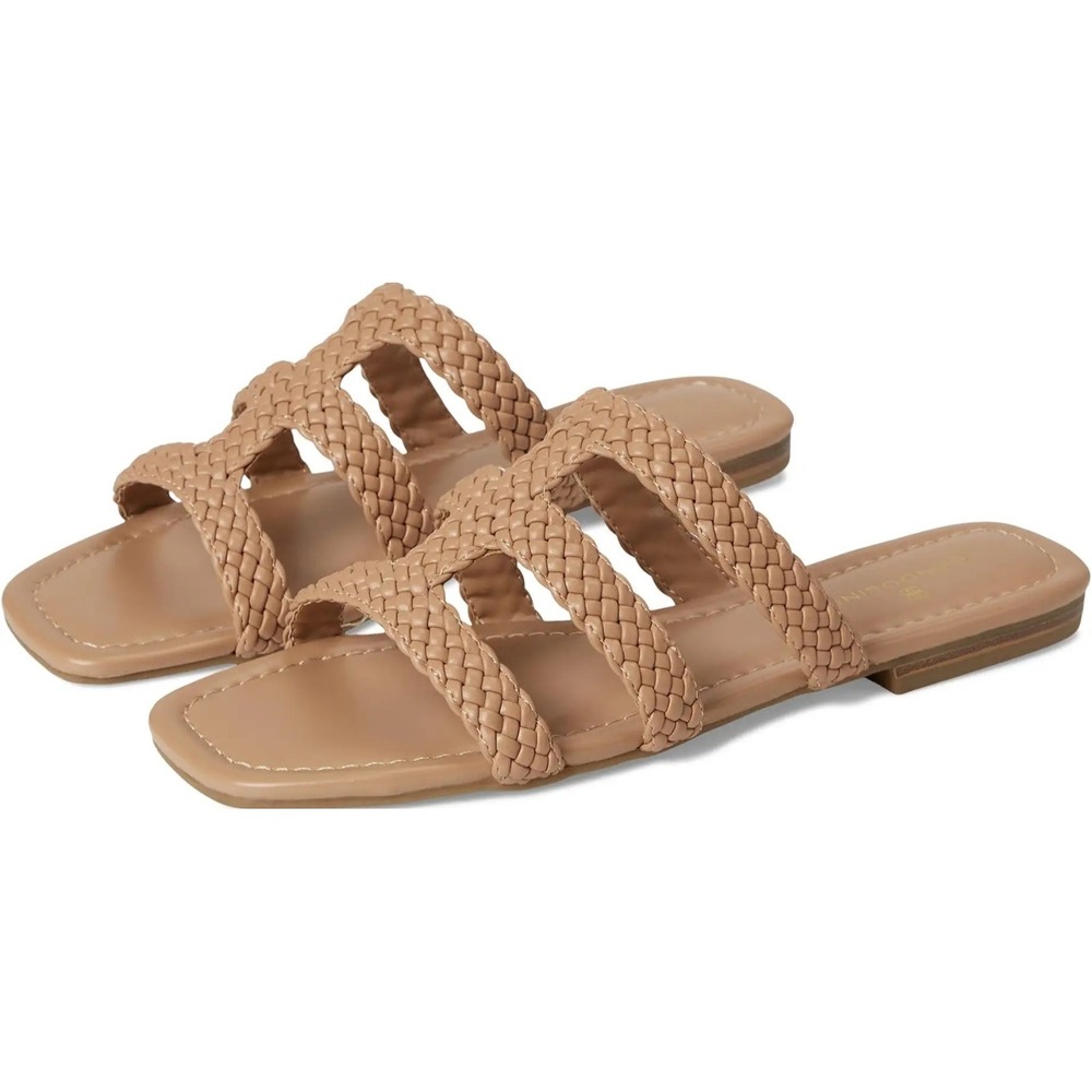 Bandolino Sumer Woven Slip On Tan Sandals Beach Resort Sz 7 NEW W/O BOX